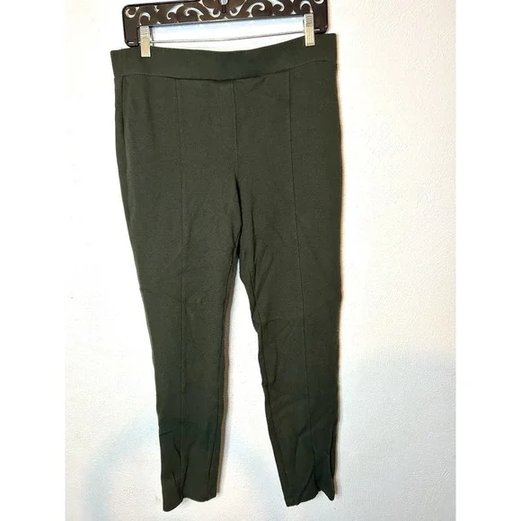 Style & Co Seamed Ponte Leggings Pants L Olive Green Comfort Waist Stretch - Picture 1 of 7